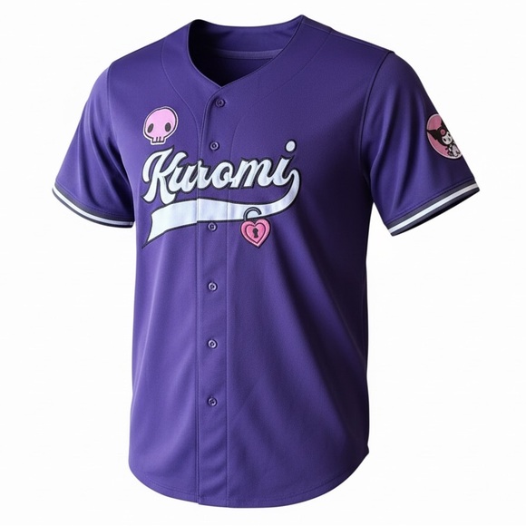 Sanrio Tops - Sanrio Kuromi Jersey Purple Button Front Baseball Style Shirt, XL